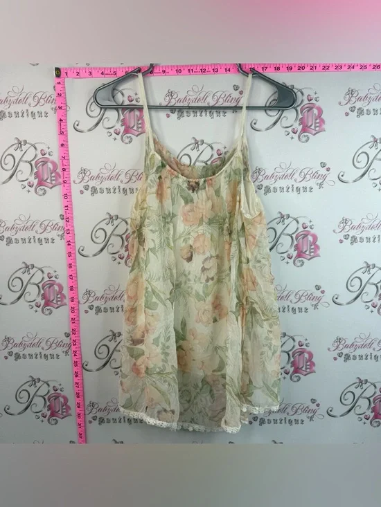 Tank top Italy dual Floral Chiffon Spaghetti Strap Tank Top - Soft Pastel Blooms - Picture 2 of 10